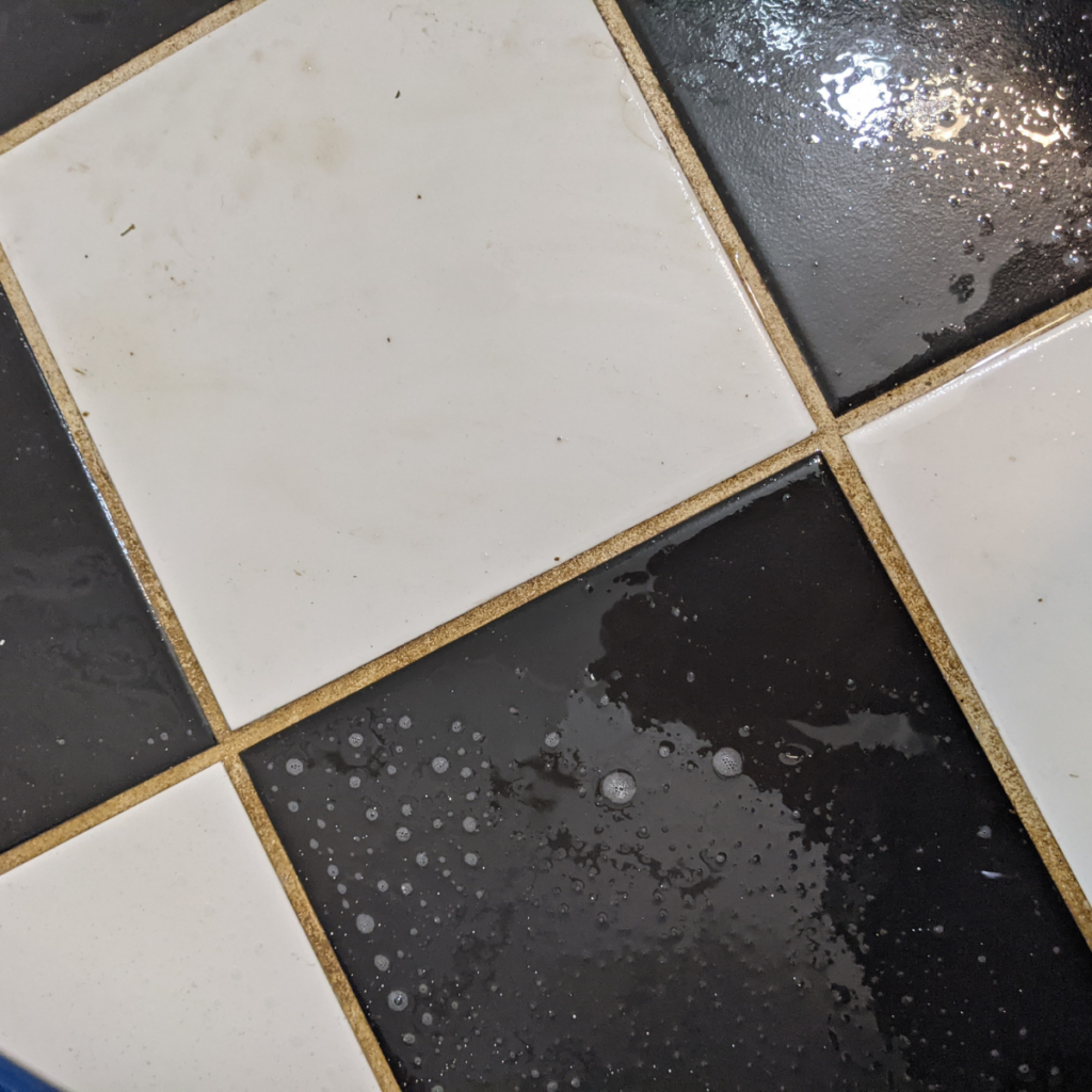 dirty tile and grout before cleaning Omaha NE grout buildup tile floor cleaning Omaha Nebraska